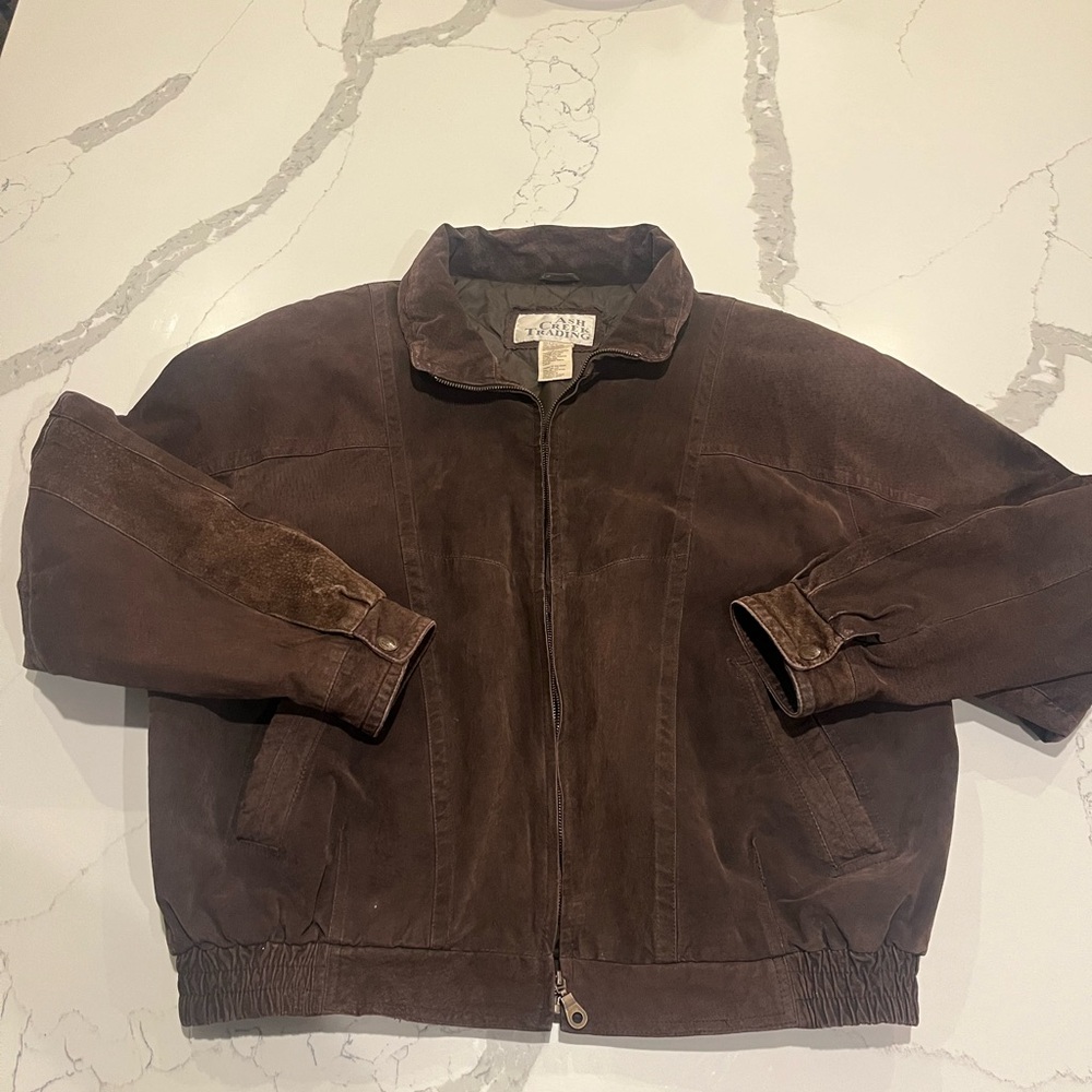 Ash Creek Trading Vintage Zip Leather Shell Bomber Jacket Men Size XL Flaw